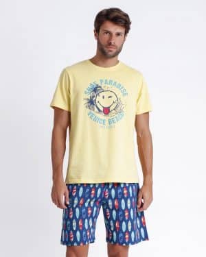 Pijama veraniego estampado surfero de hombre